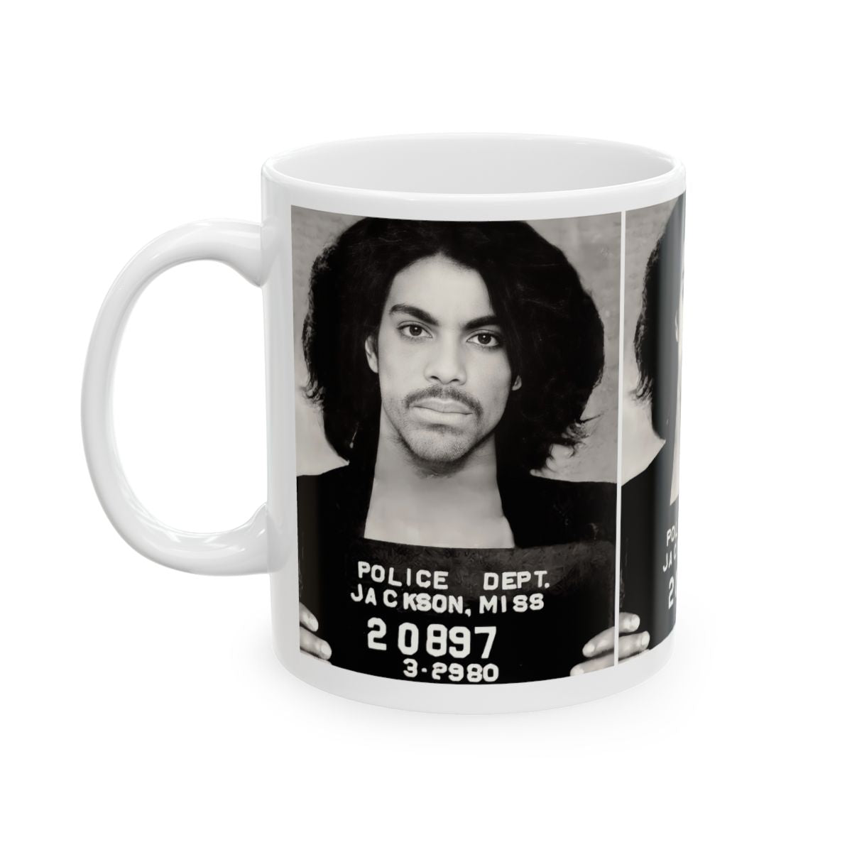 Prince Mugshot Coffee Mug 11oz | Magnificent 1980 Mug Shot Portrait | Iconic Jackson, MS Arrest Picture | Legendary American Music | Made To Order | Original Art Design | Custom Made | NEW (Sealed)