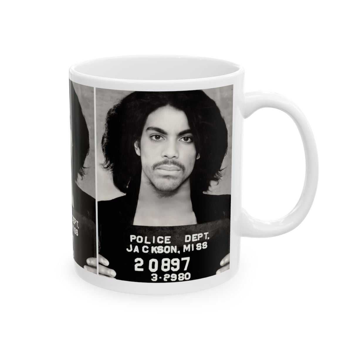 Prince Mugshot Coffee Mug 11oz | Magnificent 1980 Mug Shot Portrait | Iconic Jackson, MS Arrest Picture | Legendary American Music | Made To Order | Original Art Design | Custom Made | NEW (Sealed)