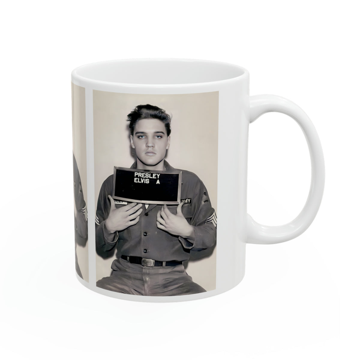 Elvis Mugshot Coffee Mug 11oz | Magnificent 1960 Mug Shot Portrait | Iconic Army Picture | The King | Legendary American Music | Rock and Roll | NEW