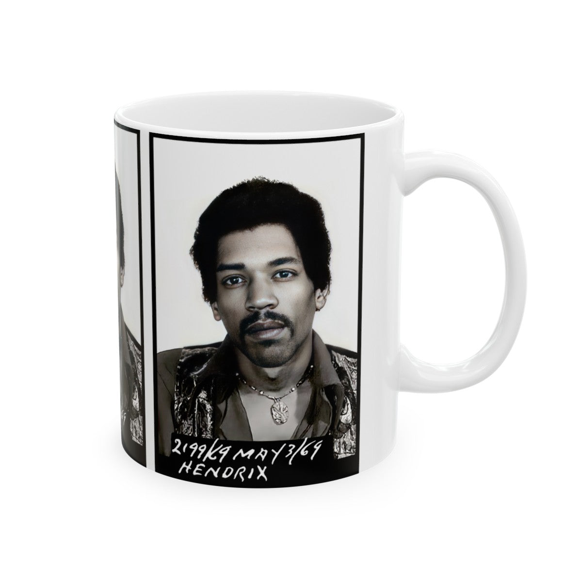 Jimi Hendrix Mugshot Coffee Mug 11oz | Magnificent 1969 Mug-Shot Portrait | Famous Toronto Arrest | Legendary American Music | Rock and Roll | Most Wanted | World's Greatest Guitarist | Made To Order | Custom Made | Original Art Design | NEW