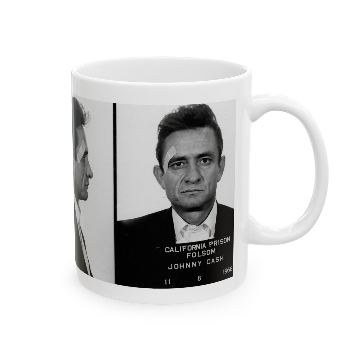 Johnny Cash Mugshot Coffee Mug 11oz | Magnificent 1966 Mug Shot Portrait | Music's Most Wanted | Famous Folsom Prison Picture | Outlaw Country | Original Art Design | Made To Order | Custom Made | NEW