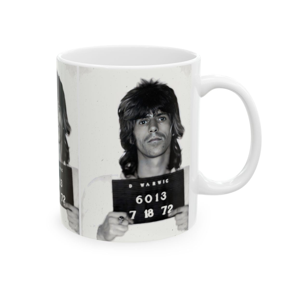 Keith Richards Mugshot Coffee Mug 11oz | Magnificent 1972 Mug Shot Portrait | Busted | Famous Warwick, RI Arrest | Rolling Stones | Made To Order | Original Art Design | Custom Made | NEW