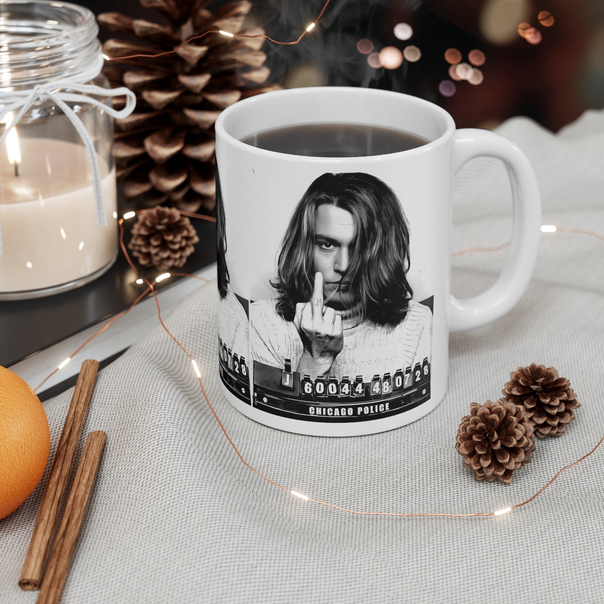 Johnny Depp Mugshot Coffee Mug 11oz | Magnificent 2001 Mug Shot Portrait | Iconic Actor | Hollywood Royalty | Legendary American Film Star | NEW