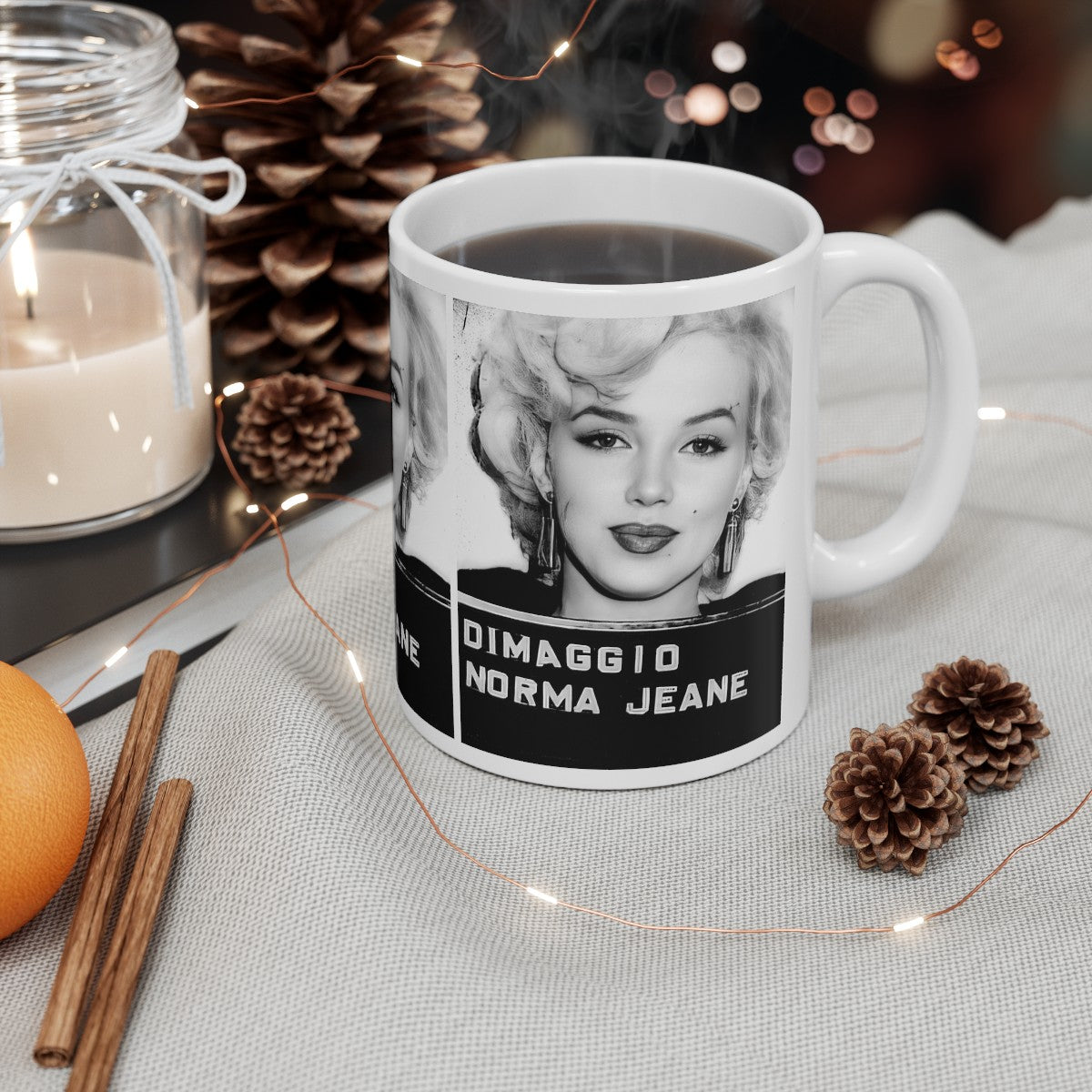 Marilyn Monroe Mugshot Coffee Mug 11oz | Magnificent 1954 USO Mug Shot Portrait | Norma Jeane | DiMaggio | The Fifties | Legendary Actress | American Icon | Hollywood Royalty | Most Wanted | Made To Order|  Original Art Design | Custom Made | NEW