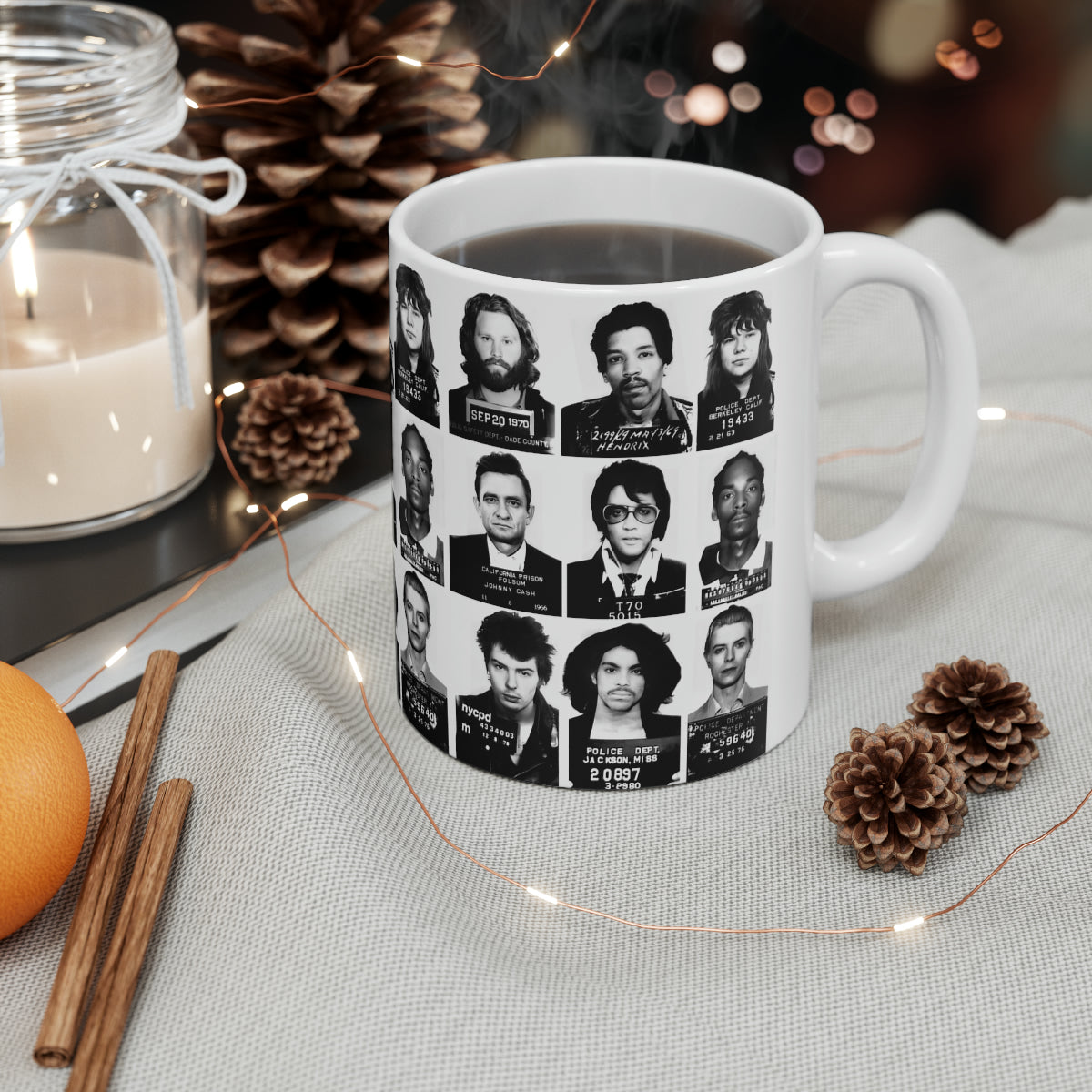 Rock and Roll Mugshots Coffee Mug 11oz | Magnificent Mug Shot Photo Collection | Busted | Famous Arrest Pictures | Original Art Design | NEW