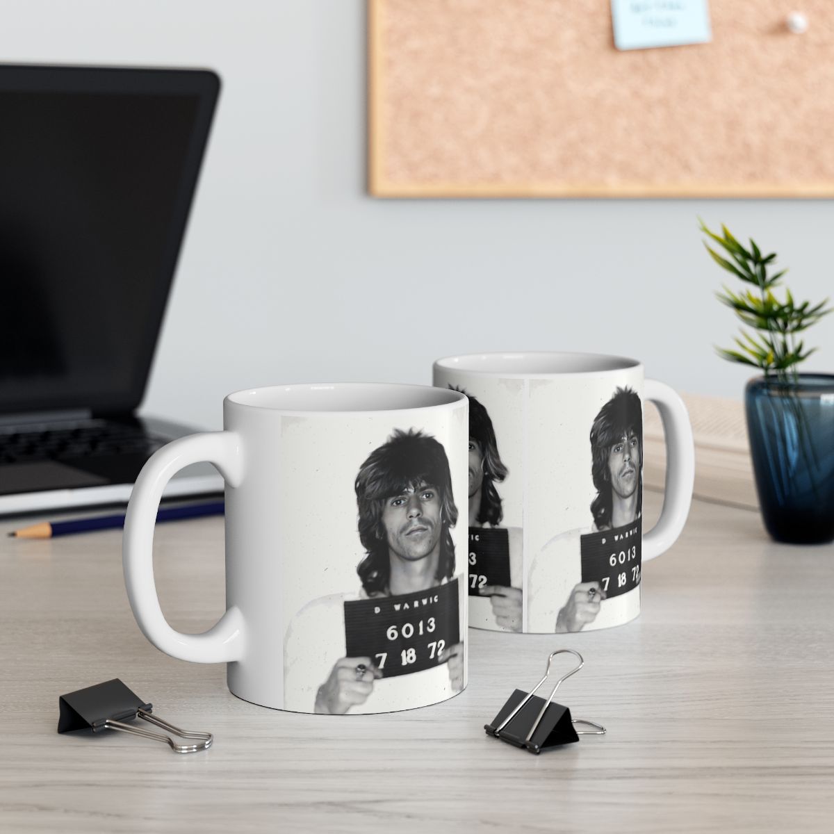 Keith Richards Mugshot Coffee Mug 11oz | Magnificent 1972 Mug Shot Portrait | Busted | Famous Warwick, RI Arrest | Rolling Stones | Made To Order | Original Art Design | Custom Made | NEW