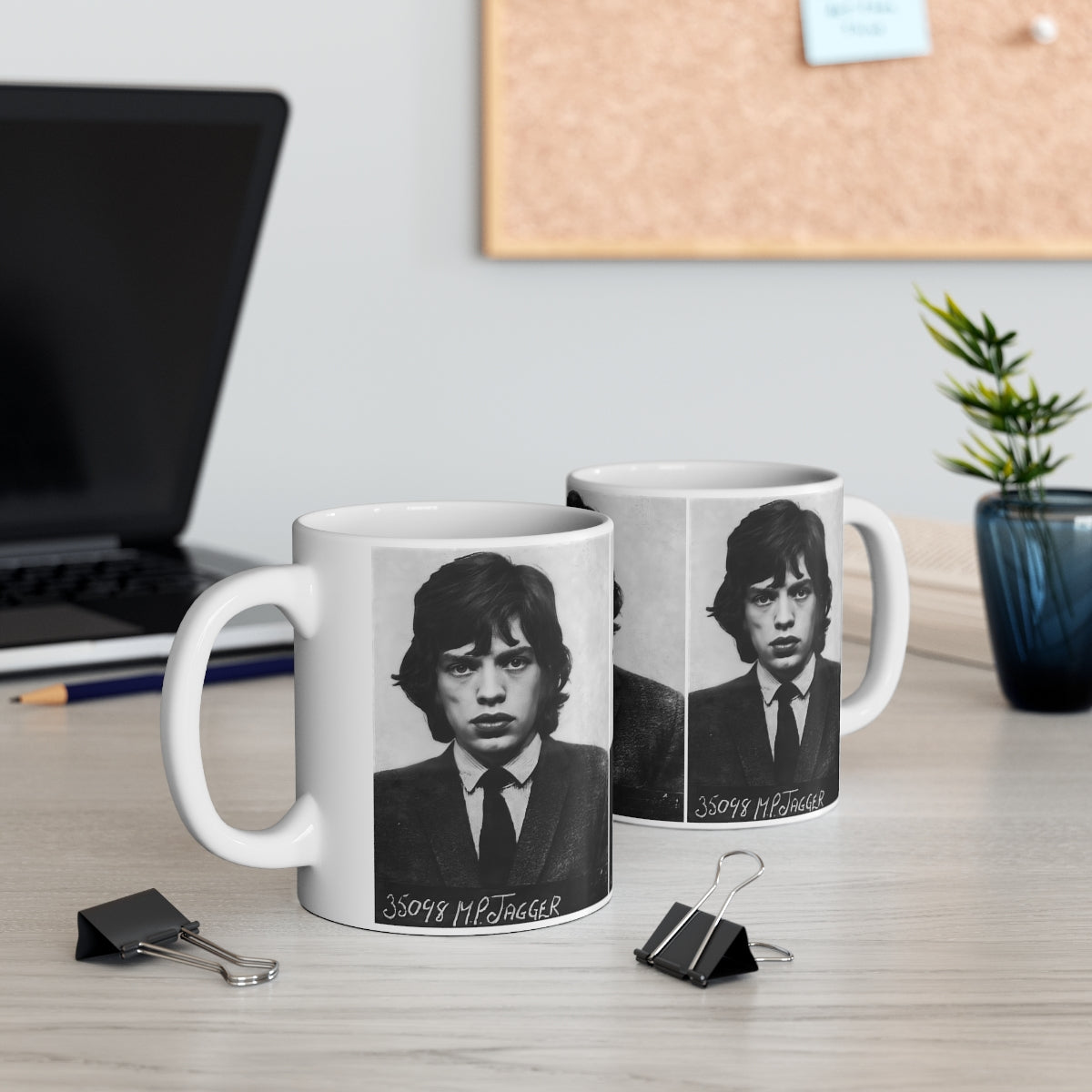 Mick Jagger Mugshot Coffee Mug 11oz | Magnificent 1967 Mug Shot Portrait | Busted | Infamous Redlands Arrest | The Rolling Stones | Original Art Design | Custom Made | NEW