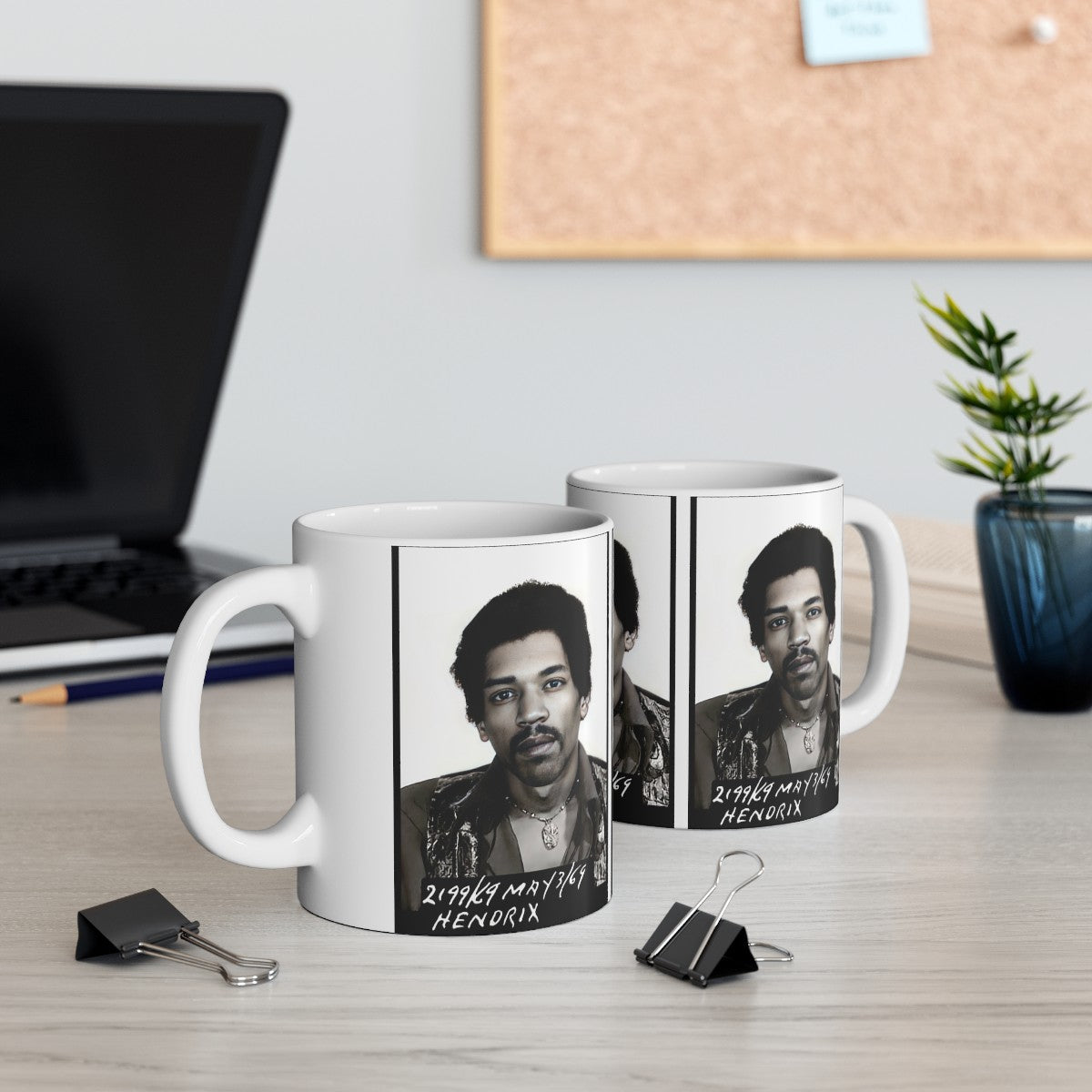 Jimi Hendrix Mugshot Coffee Mug 11oz | Magnificent 1969 Mug-Shot Portrait | Famous Toronto Arrest | Legendary American Music | Rock and Roll | Most Wanted | World's Greatest Guitarist | Made To Order | Custom Made | Original Art Design | NEW