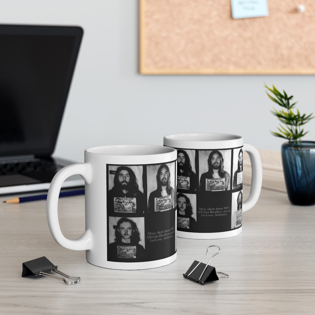 The Allman Brothers Band Mugshots Coffee Mug 11oz | Magnificent 1971 Mug Shot Portraits | Busted | Famous Jackson, Alabama Arrest | Rock and Roll | Legendary American Music | Made To Order | Original Art Design | Custom Made | NEW