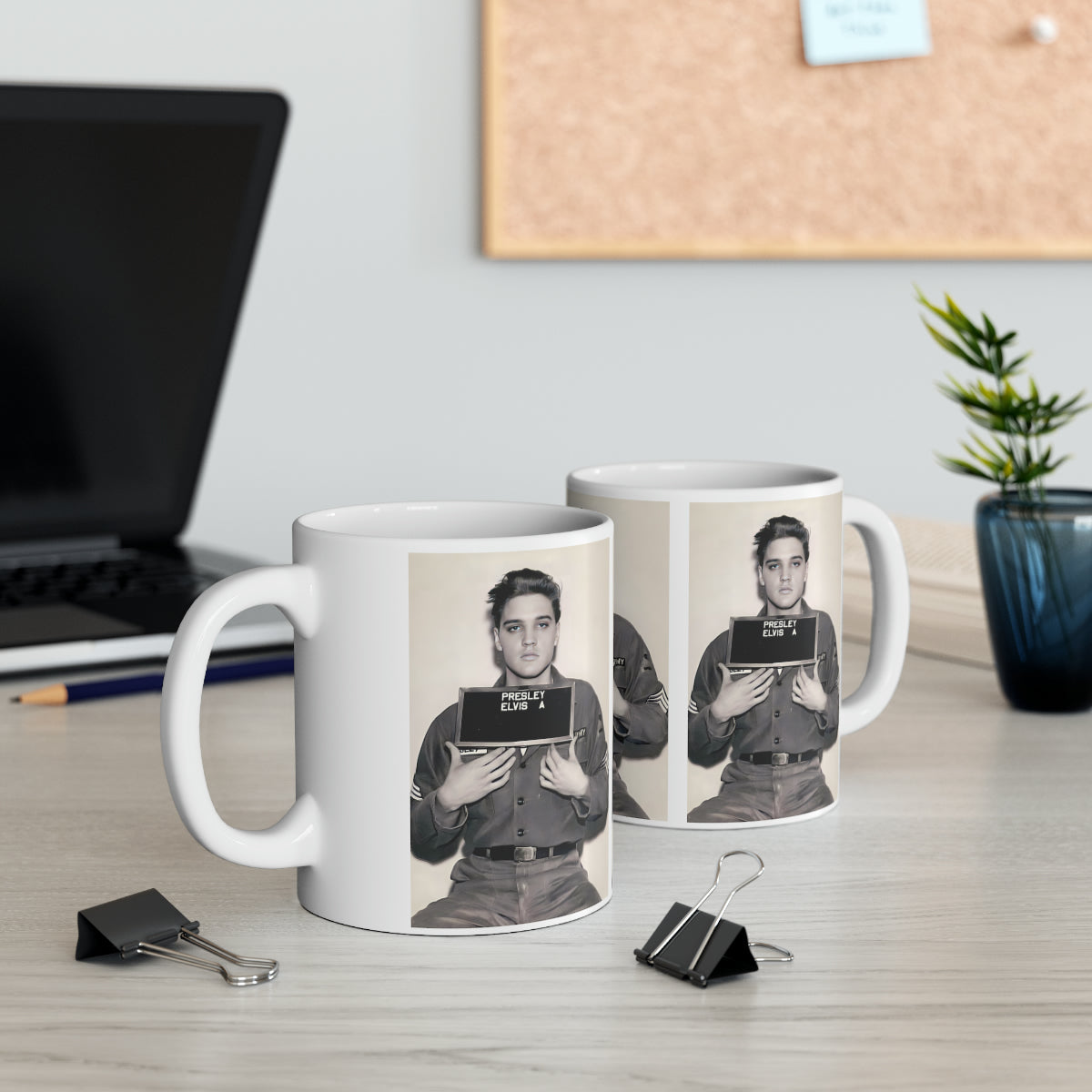 Elvis Mugshot Coffee Mug 11oz | Magnificent 1960 Mug Shot Portrait | Iconic Army Picture | The King | Legendary American Music | Rock and Roll | NEW