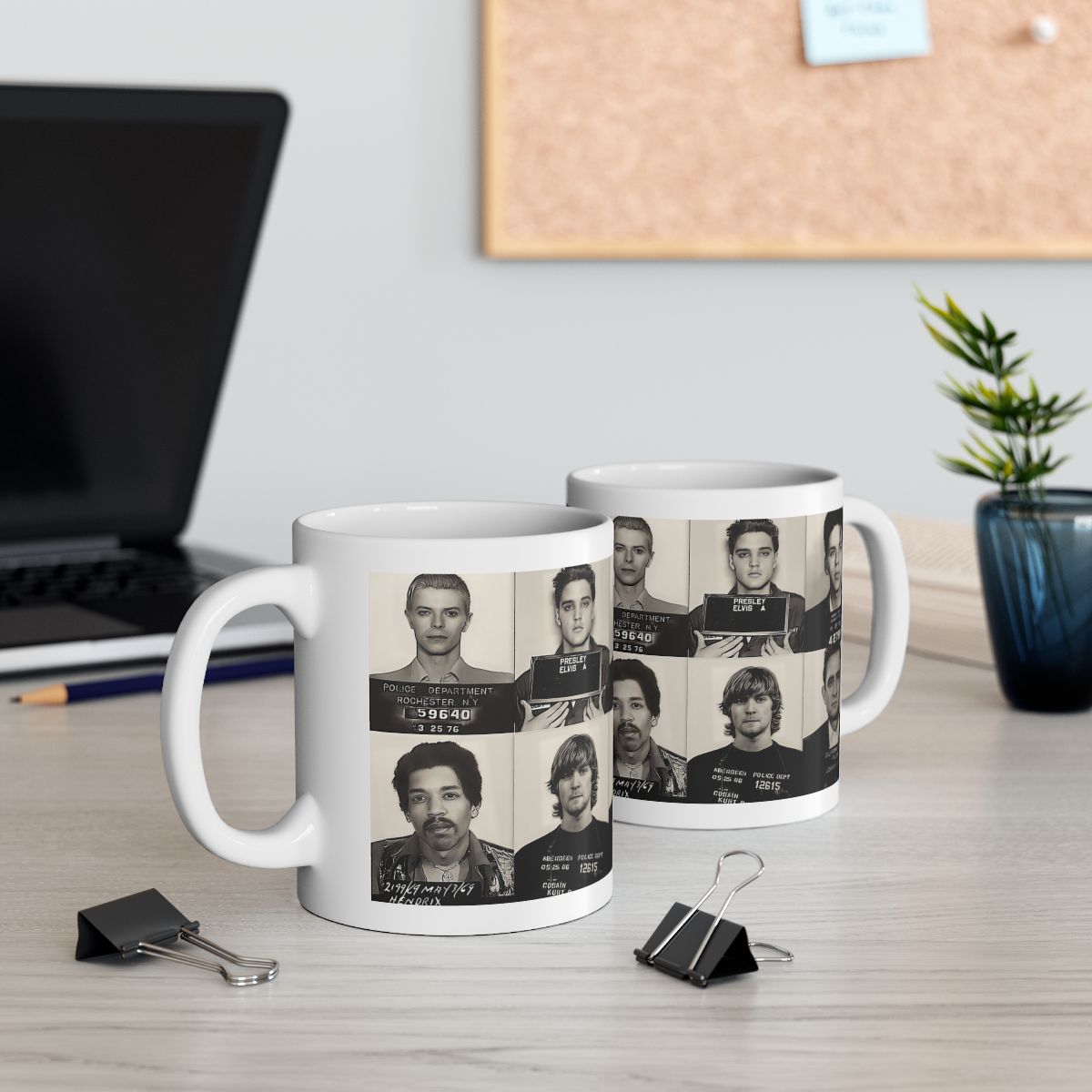 The Greatest Music Mugshots Coffee Mug 11oz | Magnificent Mug Shot Photo Collage | Rock and Roll's Most Wanted | Busted | Famous Arrest Pictures | Original Art Design | Made To Order | Custom | NEW (Sealed)