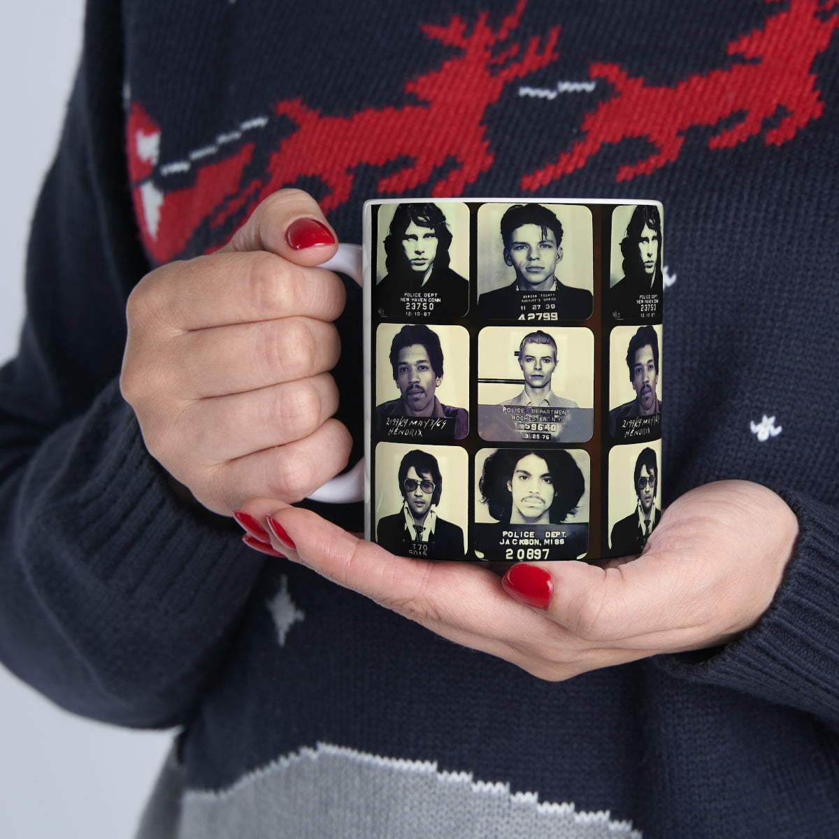 The Greatest Mugshots In Music | Coffee Mug 11oz | Magnificent Mug Shot Photo Collection | Custom Made | Famous Arrest Pictures | Original Art Design | NEW