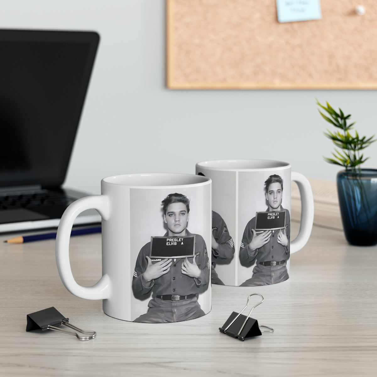 Elvis Presley Mugshot Coffee Mug 11oz | Magnificent 1960 Army Portrait | Iconic Military Mug Shot Picture | The King | Legendary American Music | Rock and Roll | NEW