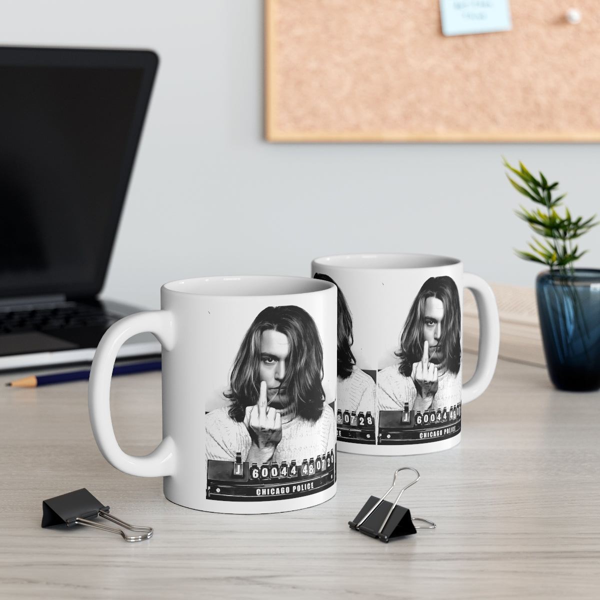 Johnny Depp Mugshot Coffee Mug 11oz | Magnificent 2001 Mug Shot Portrait | Iconic Actor | Hollywood Royalty | Legendary American Film Star | NEW