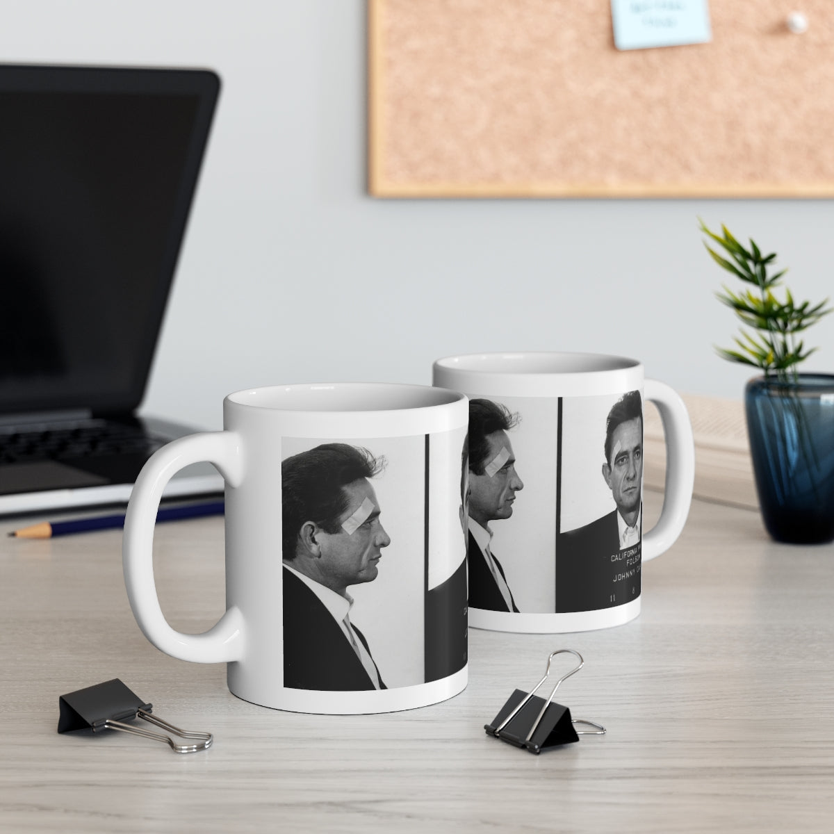 Johnny Cash Mugshot Coffee Mug 11oz | Magnificent 1966 Mug Shot Portrait | Music's Most Wanted | Famous Folsom Prison Picture | Outlaw Country | Original Art Design | Made To Order | Custom Made | NEW