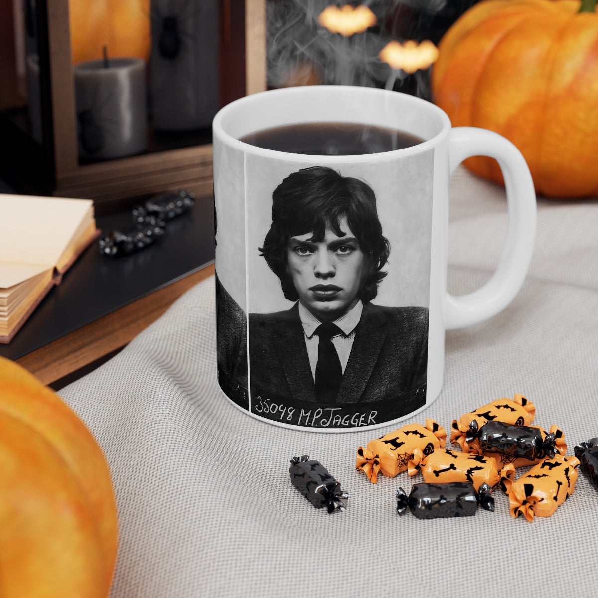 Mick Jagger Mugshot Coffee Mug 11oz | Magnificent 1967 Mug Shot Portrait | Busted | Infamous Redlands Arrest | The Rolling Stones | Original Art Design | Custom Made | NEW