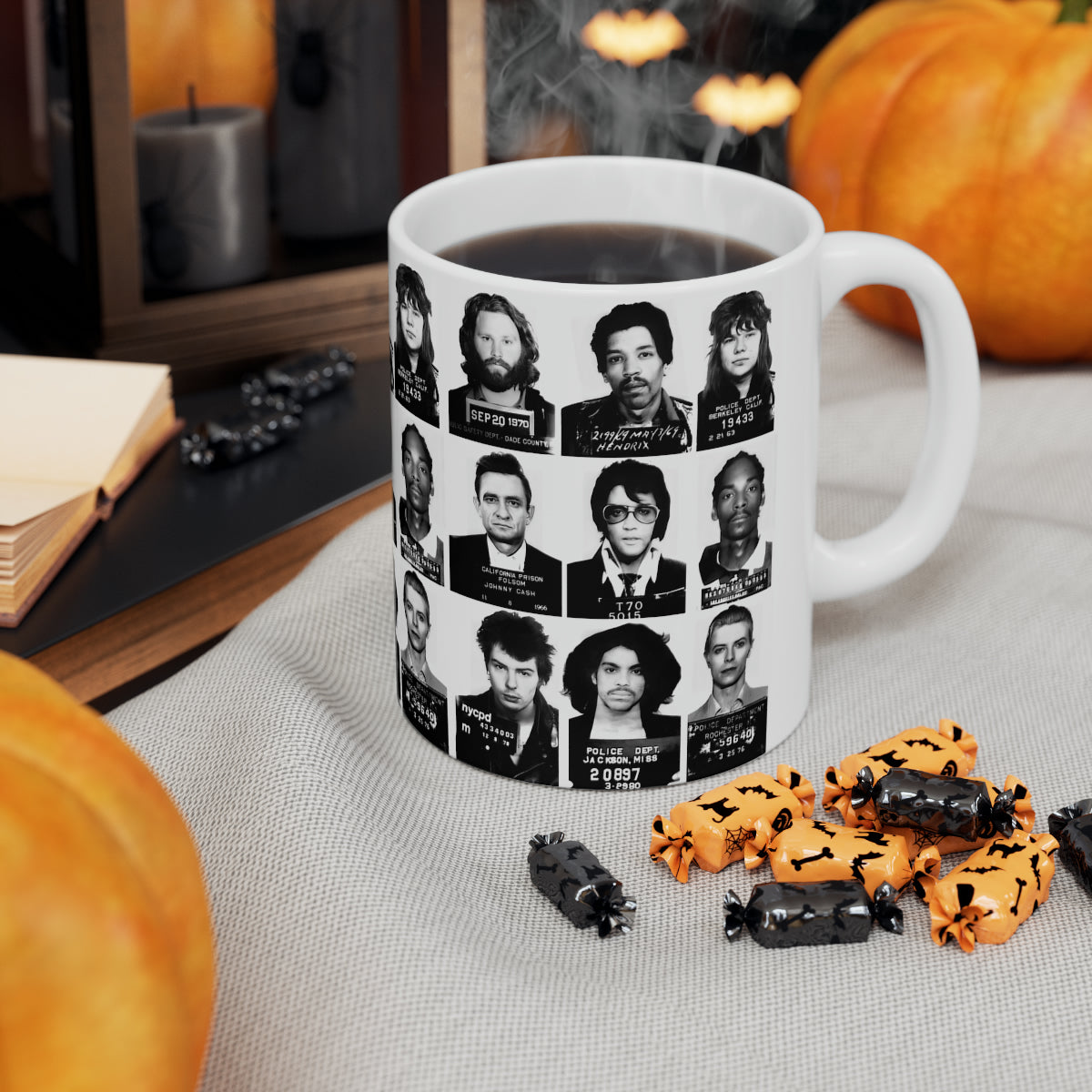 Rock and Roll Mugshots Coffee Mug 11oz | Magnificent Mug Shot Photo Collection | Busted | Famous Arrest Pictures | Original Art Design | NEW