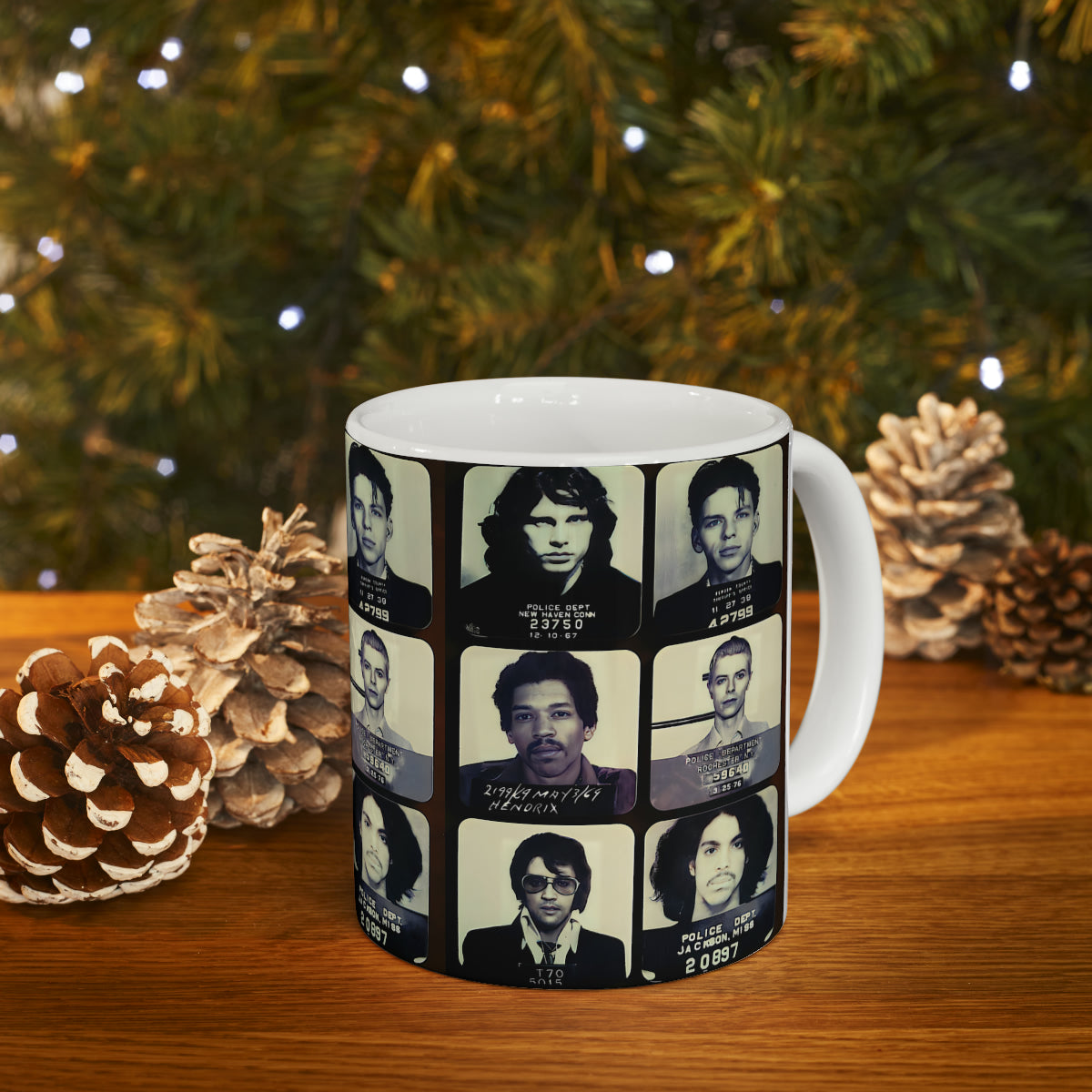 The Greatest Mugshots In Music | Coffee Mug 11oz | Magnificent Mug Shot Photo Collection | Custom Made | Famous Arrest Pictures | Original Art Design | NEW