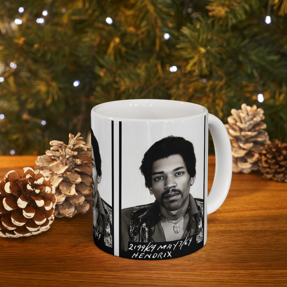 Jimi Hendrix Mugshot Coffee Mug 11oz | Magnificent 1969 Mug-Shot Portrait | Famous Toronto Arrest | Legendary American Music | Rock and Roll | Most Wanted | World's Greatest Guitarist | Made To Order | Custom Made | Original Art Design | NEW