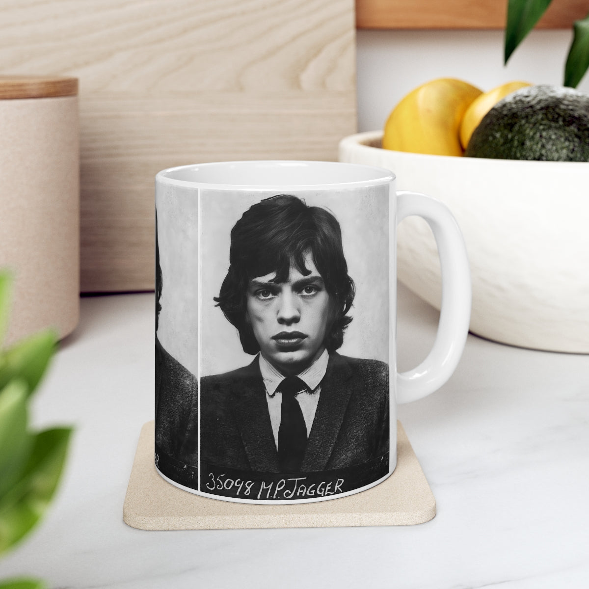 Mick Jagger Mugshot Coffee Mug 11oz | Magnificent 1967 Mug Shot Portrait | Busted | Infamous Redlands Arrest | The Rolling Stones | Original Art Design | Custom Made | NEW