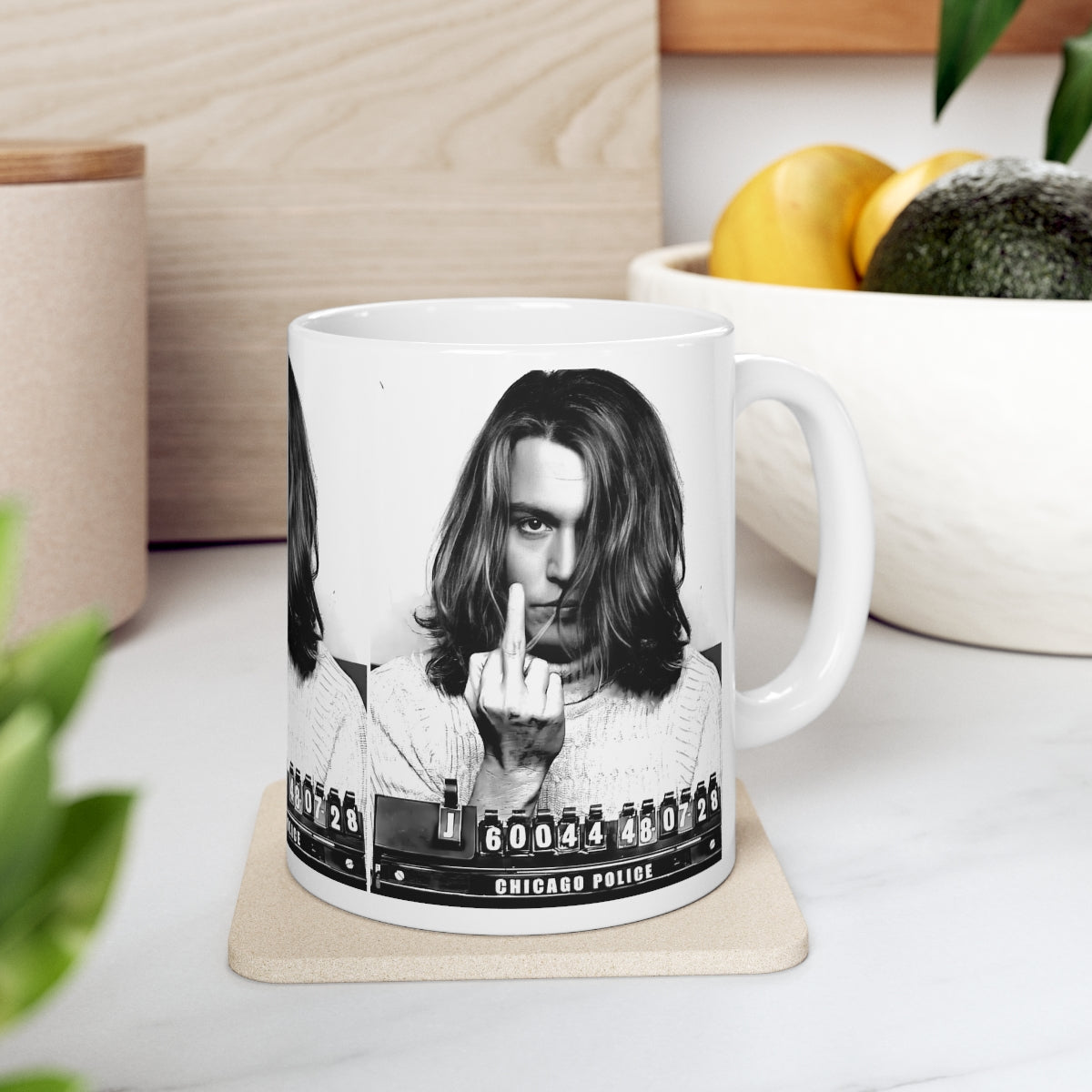 Johnny Depp Mugshot Coffee Mug 11oz | Magnificent 2001 Mug Shot Portrait | Iconic Actor | Hollywood Royalty | Legendary American Film Star | NEW