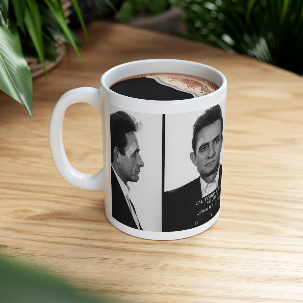 Johnny Cash Mugshot Coffee Mug 11oz | Magnificent 1966 Mug Shot Portrait | Music's Most Wanted | Famous Folsom Prison Picture | Outlaw Country | Original Art Design | Made To Order | Custom Made | NEW