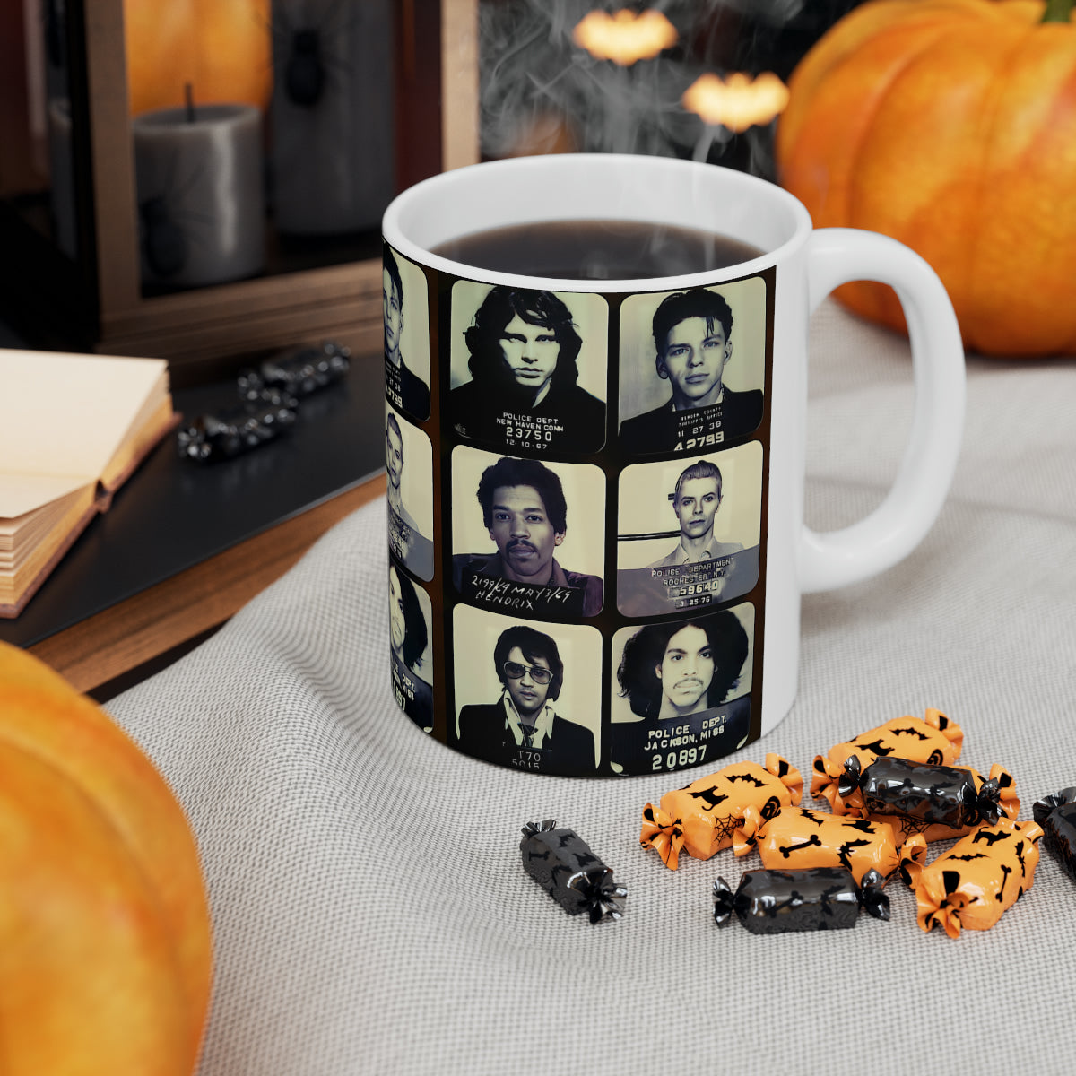 The Greatest Mugshots In Music | Coffee Mug 11oz | Magnificent Mug Shot Photo Collection | Custom Made | Famous Arrest Pictures | Original Art Design | NEW