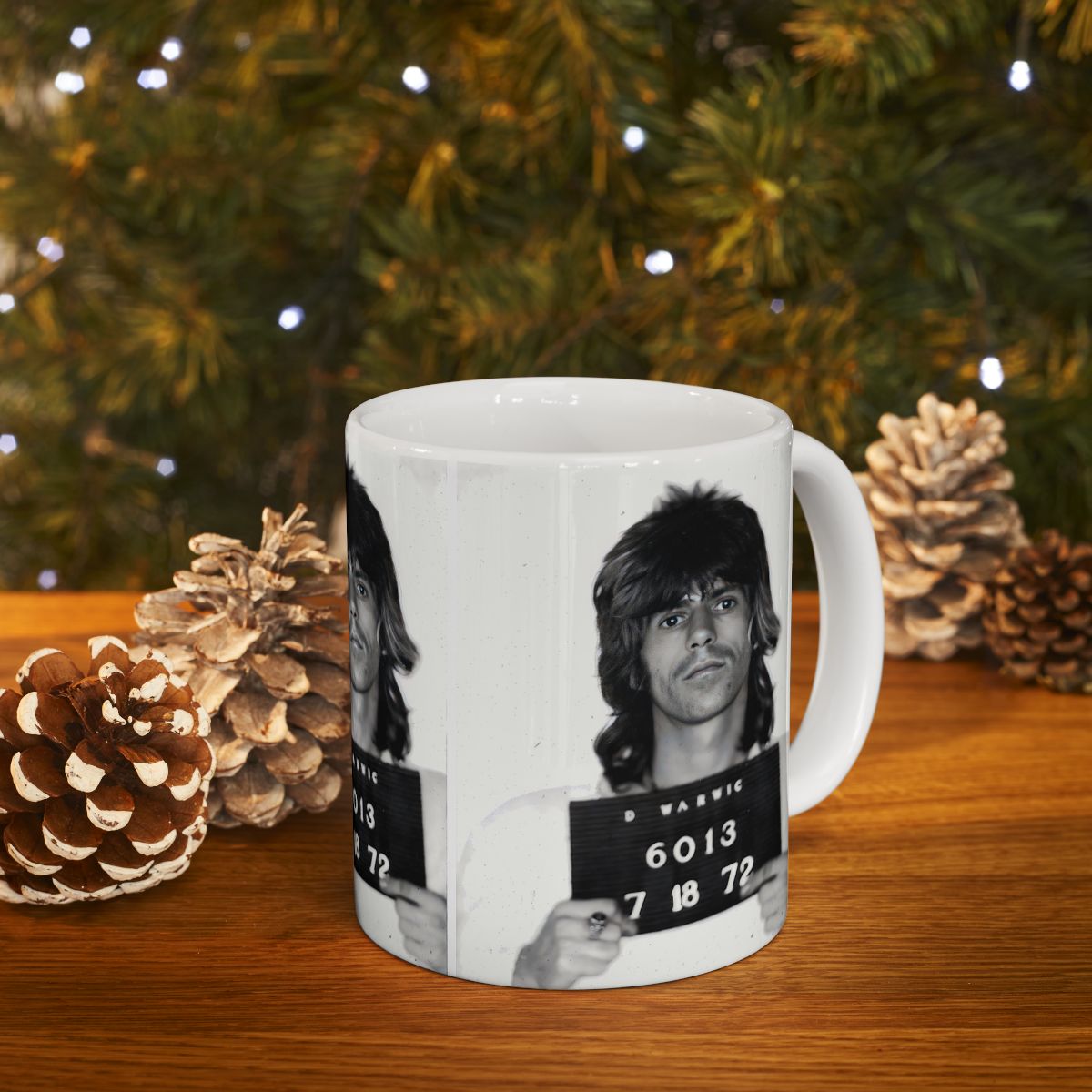 Keith Richards Mugshot Coffee Mug 11oz | Magnificent 1972 Mug Shot Portrait | Busted | Famous Warwick, RI Arrest | Rolling Stones | Made To Order | Original Art Design | Custom Made | NEW