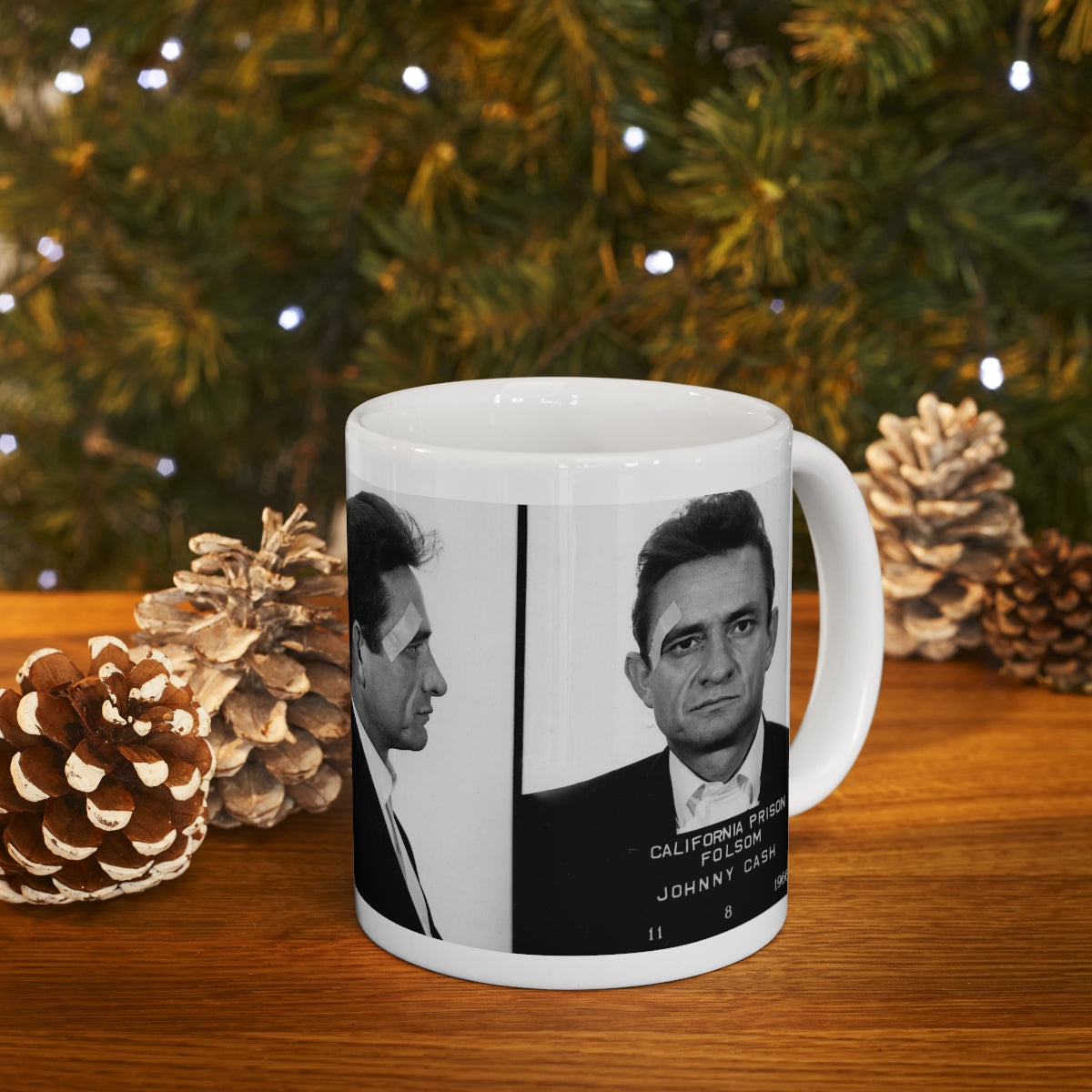 Johnny Cash Mugshot Coffee Mug 11oz | Magnificent 1966 Mug Shot Portrait | Music's Most Wanted | Famous Folsom Prison Picture | Outlaw Country | Original Art Design | Made To Order | Custom Made | NEW