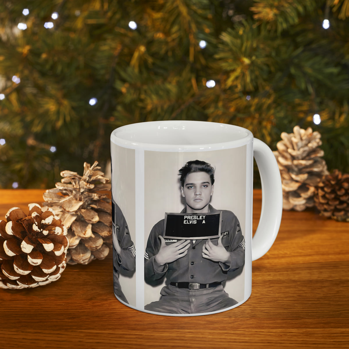 Elvis Mugshot Coffee Mug 11oz | Magnificent 1960 Mug Shot Portrait | Iconic Army Picture | The King | Legendary American Music | Rock and Roll | NEW