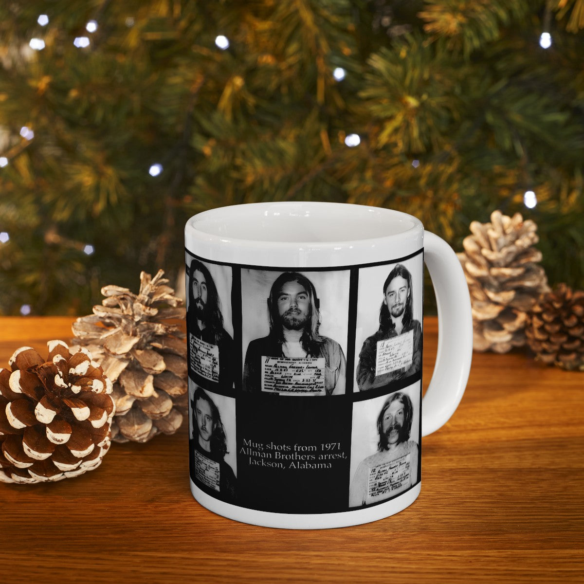 The Allman Brothers Band Mugshots Coffee Mug 11oz | Magnificent 1971 Mug Shot Portraits | Busted | Famous Jackson, Alabama Arrest | Rock and Roll | Legendary American Music | Made To Order | Original Art Design | Custom Made | NEW