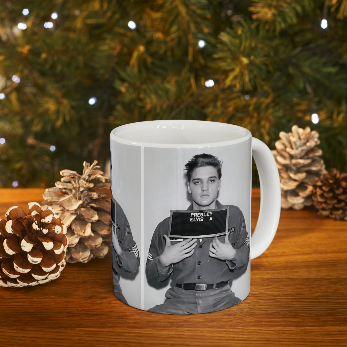 Elvis Presley Mugshot Coffee Mug 11oz | Magnificent 1960 Army Portrait | Iconic Military Mug Shot Picture | The King | Legendary American Music | Rock and Roll | NEW