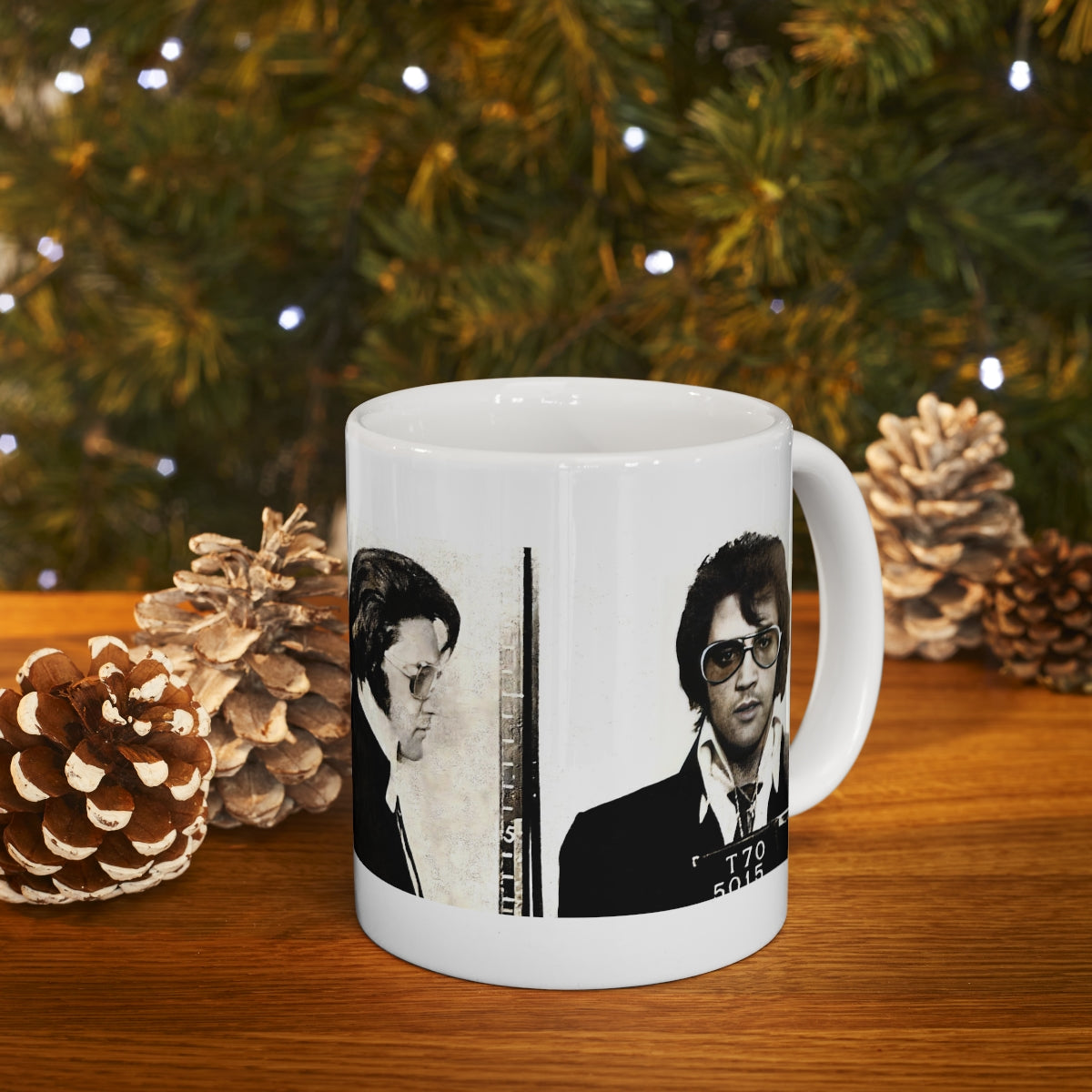 Elvis Presley Mugshot Coffee Mug 11oz | Magnificent 1970 Mug Shot Portrait | Busted | Denver, Colorado | The King | Legendary American Music | Rock and Roll | Iconic Singer | NEW