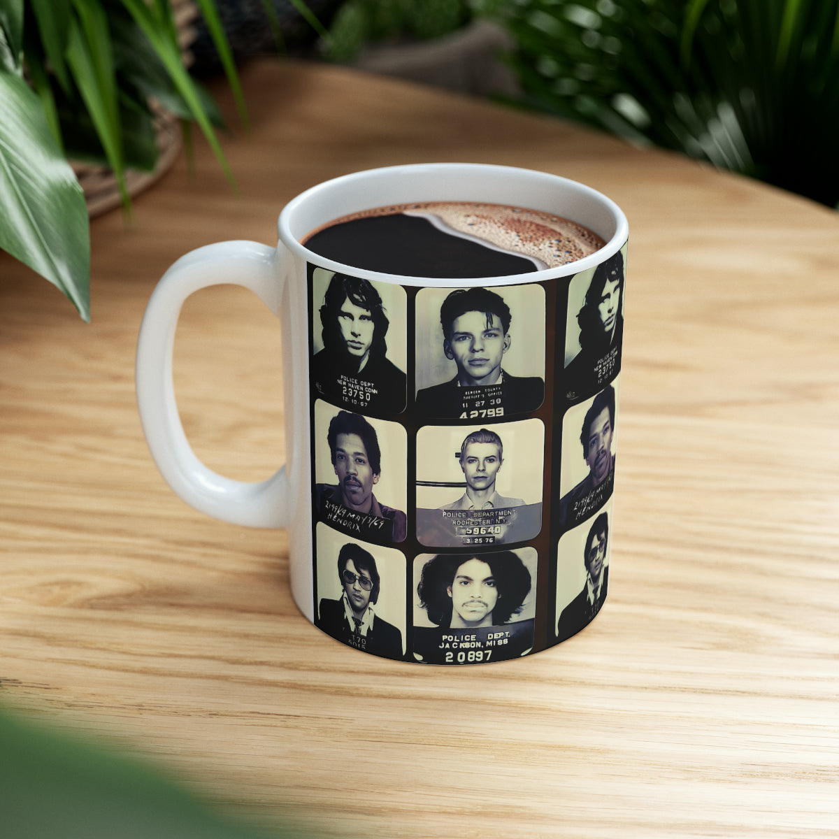 The Greatest Mugshots In Music | Coffee Mug 11oz | Magnificent Mug Shot Photo Collection | Custom Made | Famous Arrest Pictures | Original Art Design | NEW