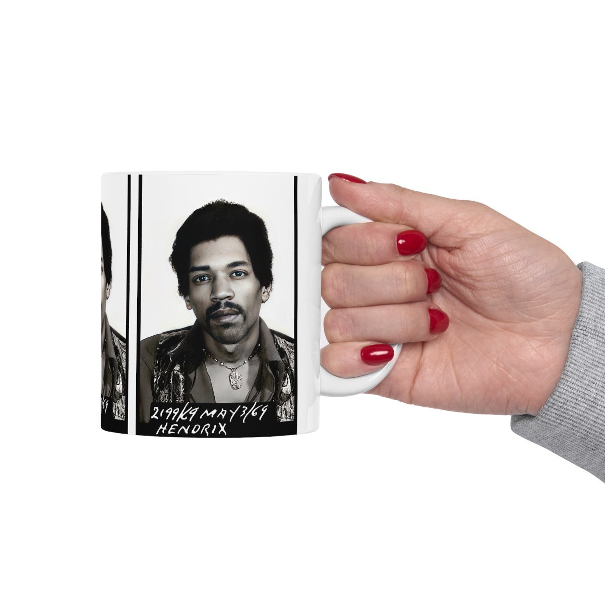 Jimi Hendrix Mugshot Coffee Mug 11oz | Magnificent 1969 Mug-Shot Portrait | Famous Toronto Arrest | Legendary American Music | Rock and Roll | Most Wanted | World's Greatest Guitarist | Made To Order | Custom Made | Original Art Design | NEW