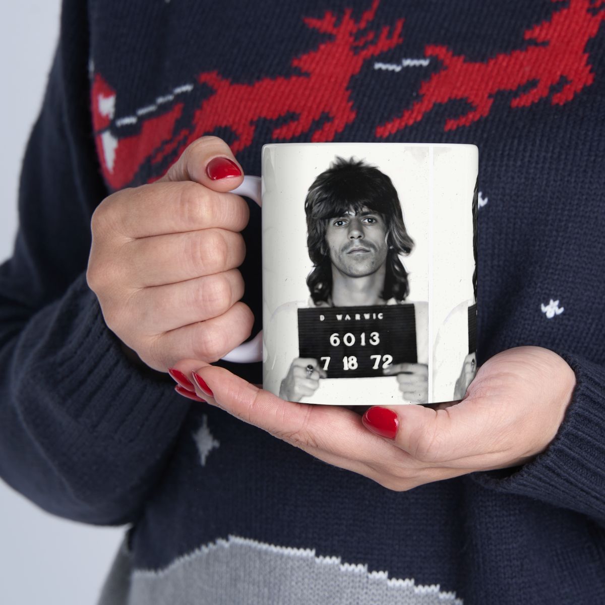 Keith Richards Mugshot Coffee Mug 11oz | Magnificent 1972 Mug Shot Portrait | Busted | Famous Warwick, RI Arrest | Rolling Stones | Made To Order | Original Art Design | Custom Made | NEW