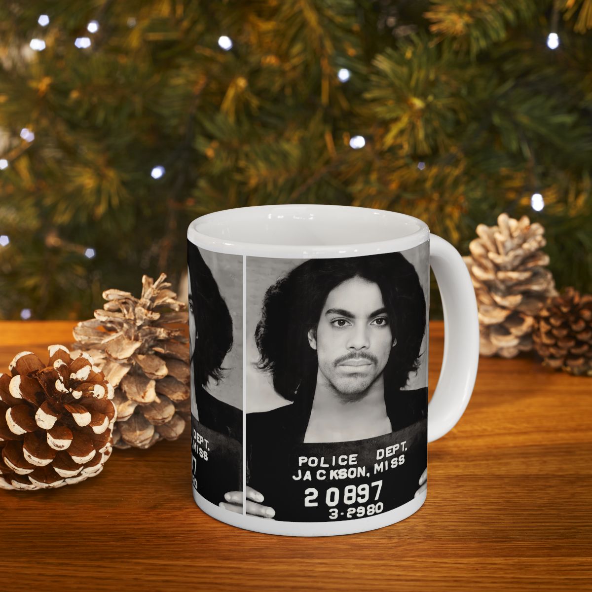 Prince Mugshot Coffee Mug 11oz | Magnificent 1980 Mug Shot Portrait | Iconic Jackson, MS Arrest Picture | Legendary American Music | Made To Order | Original Art Design | Custom Made | NEW (Sealed)