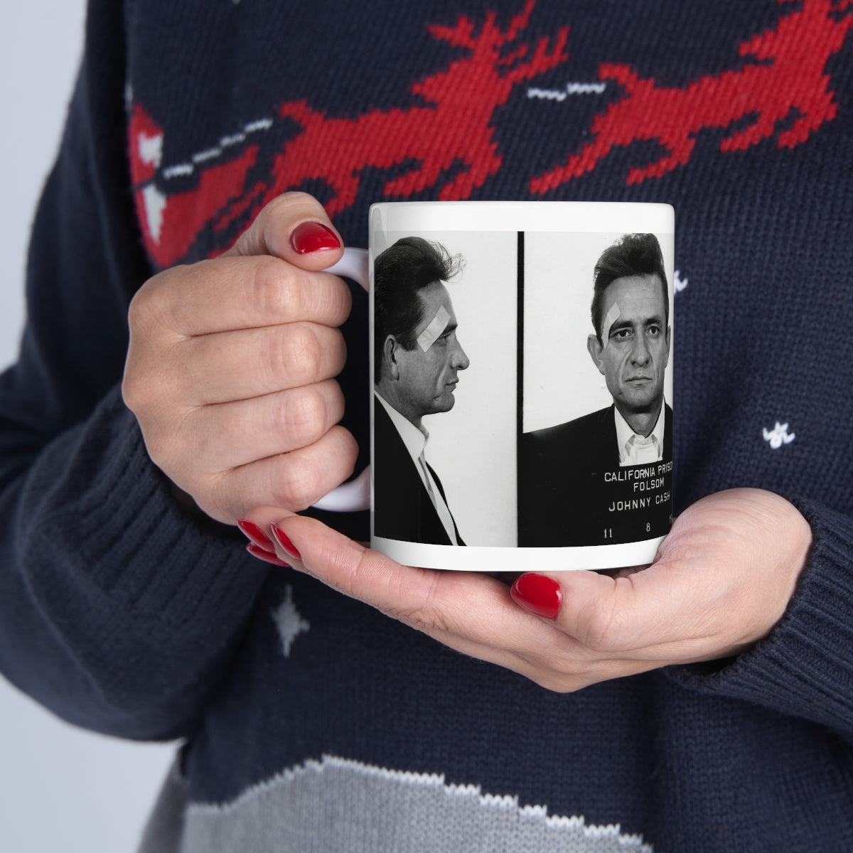 Johnny Cash Mugshot Coffee Mug 11oz | Magnificent 1966 Mug Shot Portrait | Music's Most Wanted | Famous Folsom Prison Picture | Outlaw Country | Original Art Design | Made To Order | Custom Made | NEW