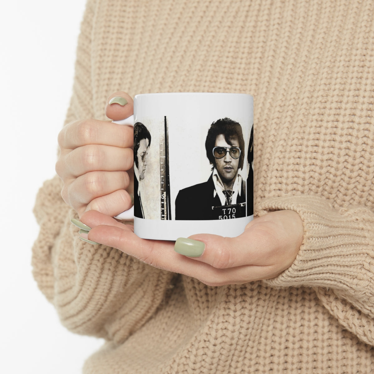 Elvis Presley Mugshot Coffee Mug 11oz | Magnificent 1970 Mug Shot Portrait | Busted | Denver, Colorado | The King | Legendary American Music | Rock and Roll | Iconic Singer | NEW