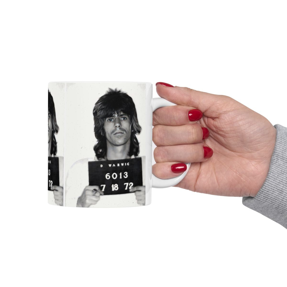 Keith Richards Mugshot Coffee Mug 11oz | Magnificent 1972 Mug Shot Portrait | Busted | Famous Warwick, RI Arrest | Rolling Stones | Made To Order | Original Art Design | Custom Made | NEW