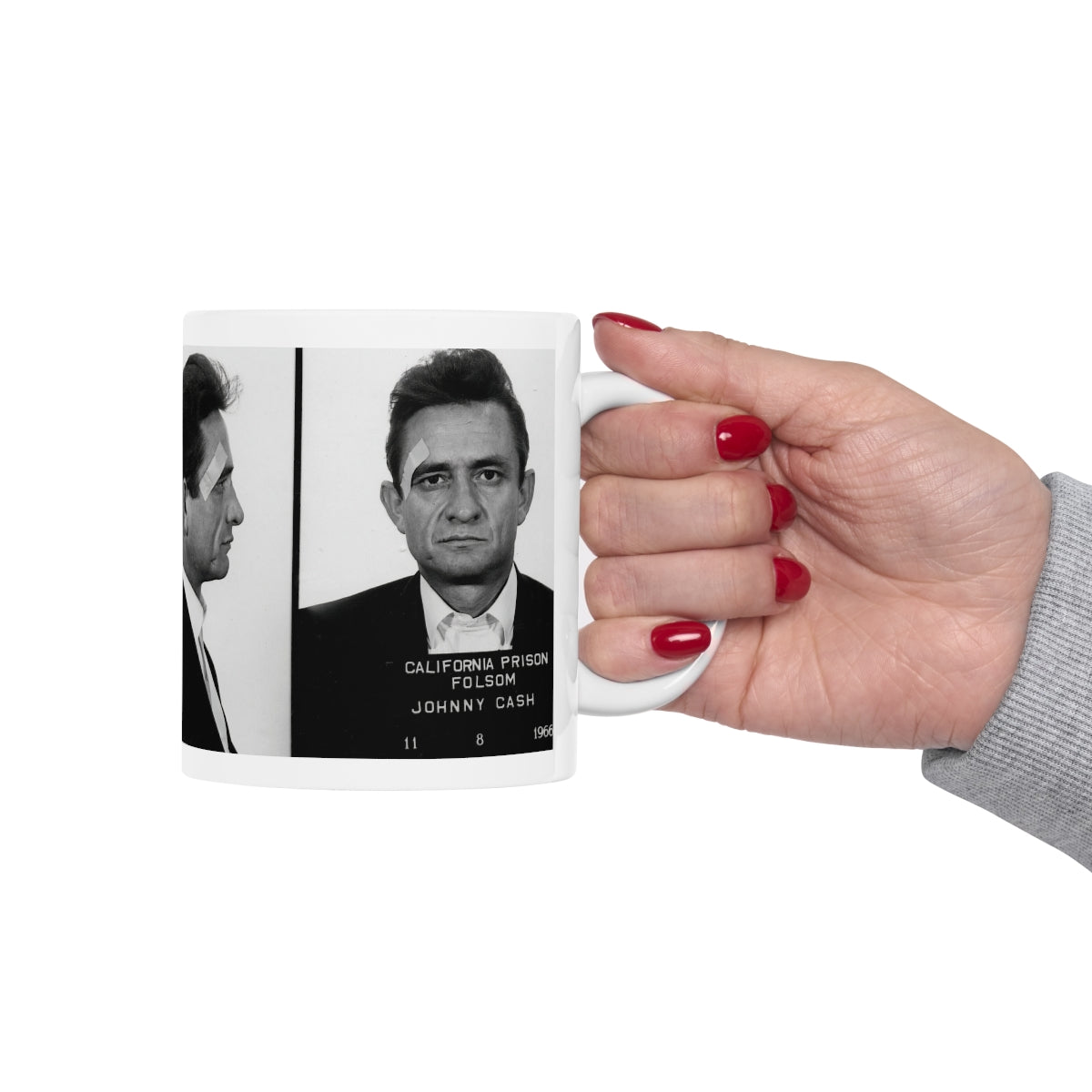 Johnny Cash Mugshot Coffee Mug 11oz | Magnificent 1966 Mug Shot Portrait | Music's Most Wanted | Famous Folsom Prison Picture | Outlaw Country | Original Art Design | Made To Order | Custom Made | NEW