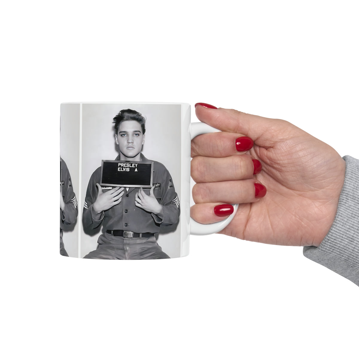 Elvis Presley Mugshot Coffee Mug 11oz | Magnificent 1960 Army Portrait | Iconic Military Mug Shot Picture | The King | Legendary American Music | Rock and Roll | NEW