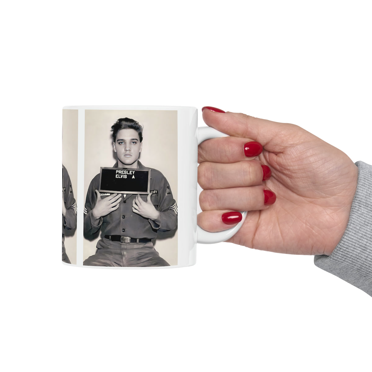 Elvis Mugshot Coffee Mug 11oz | Magnificent 1960 Mug Shot Portrait | Iconic Army Picture | The King | Legendary American Music | Rock and Roll | NEW