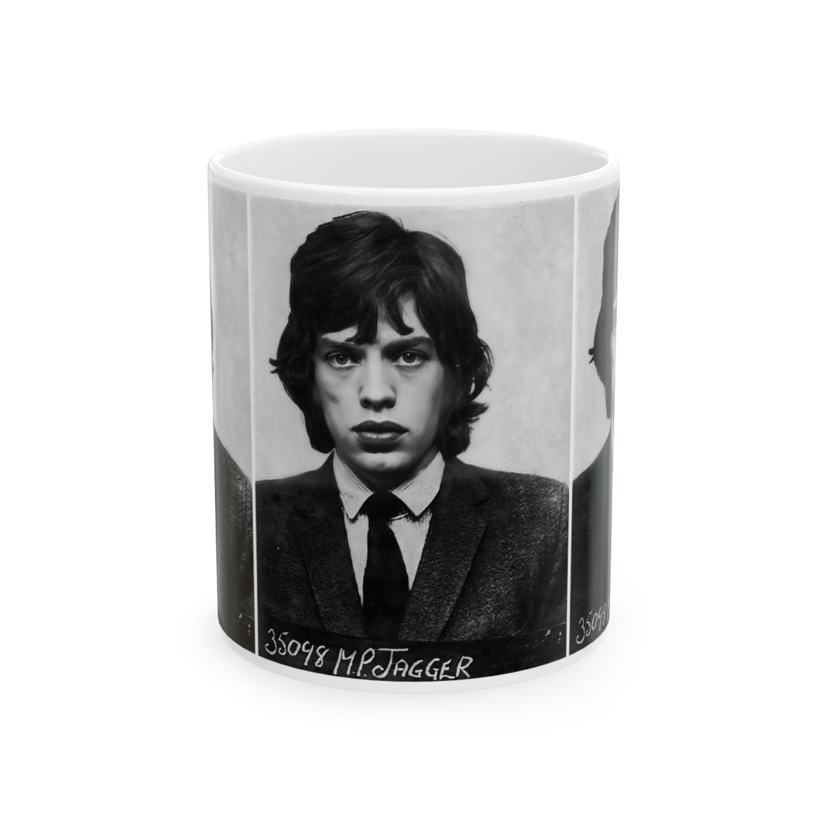 Mick Jagger Mugshot Coffee Mug 11oz | Magnificent 1967 Mug Shot Portrait | Busted | Infamous Redlands Arrest | The Rolling Stones | Original Art Design | Custom Made | NEW