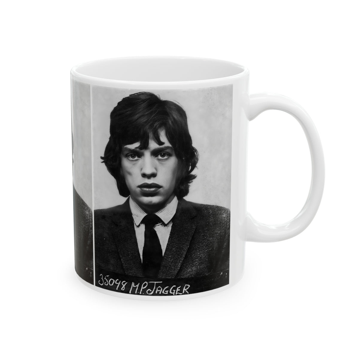 Mick Jagger Mugshot Coffee Mug 11oz | Magnificent 1967 Mug Shot Portrait | Busted | Infamous Redlands Arrest | The Rolling Stones | Original Art Design | Custom Made | NEW