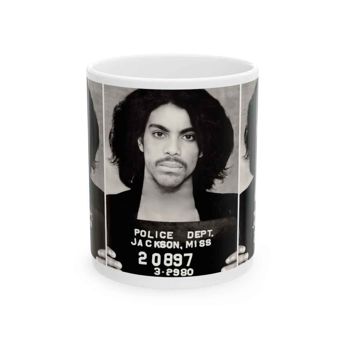 Prince Mugshot Coffee Mug 11oz | Magnificent 1980 Mug Shot Portrait | Iconic Jackson, MS Arrest Picture | Legendary American Music | Made To Order | Original Art Design | Custom Made | NEW (Sealed)