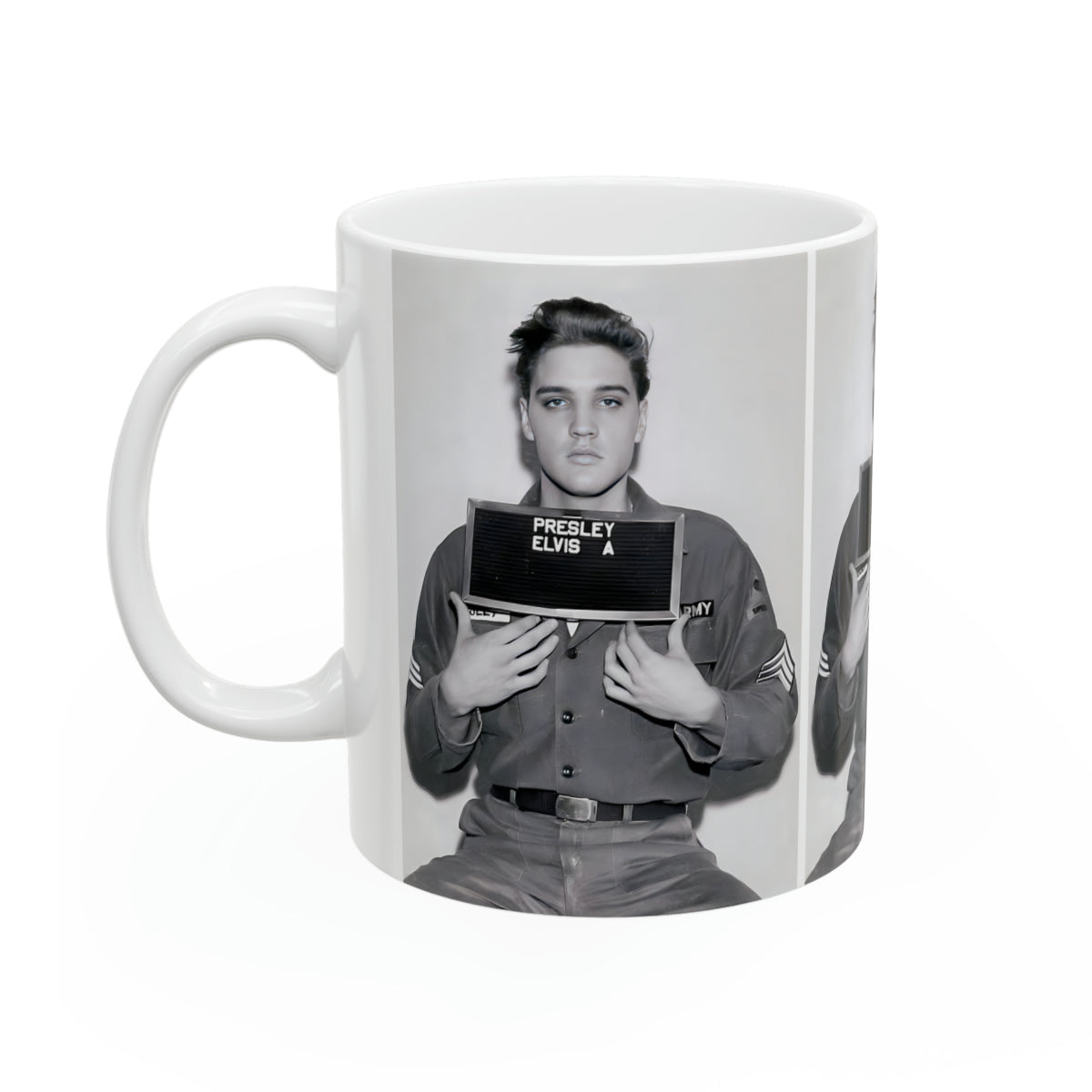 Elvis Presley Mugshot Coffee Mug 11oz | Magnificent 1960 Army Portrait | Iconic Military Mug Shot Picture | The King | Legendary American Music | Rock and Roll | NEW