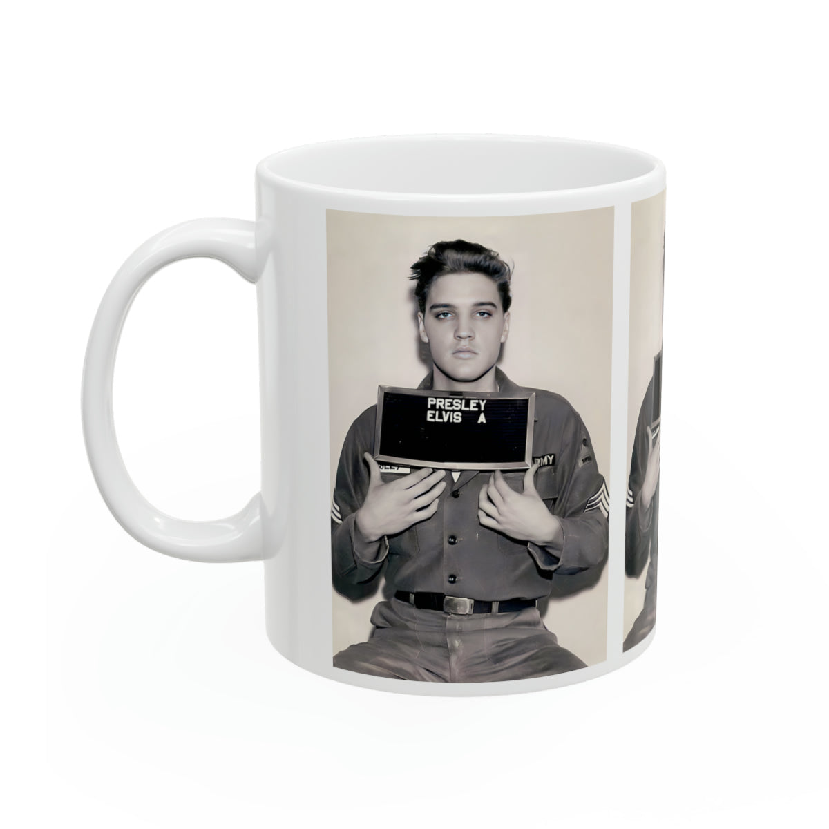 Elvis Mugshot Coffee Mug 11oz | Magnificent 1960 Mug Shot Portrait | Iconic Army Picture | The King | Legendary American Music | Rock and Roll | NEW