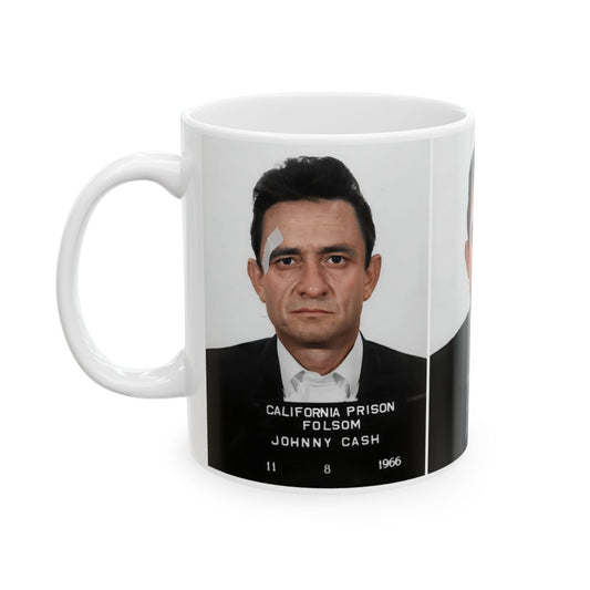 Johnny Cash Mugshot Coffee Mug 11oz | Magnificent 1966 Mug Shot Portrait | Music's Most Wanted | Famous Folsom Prison Picture | Outlaw Country | Original Art Design | Made To Order | Custom Made | NEW (Sealed)
