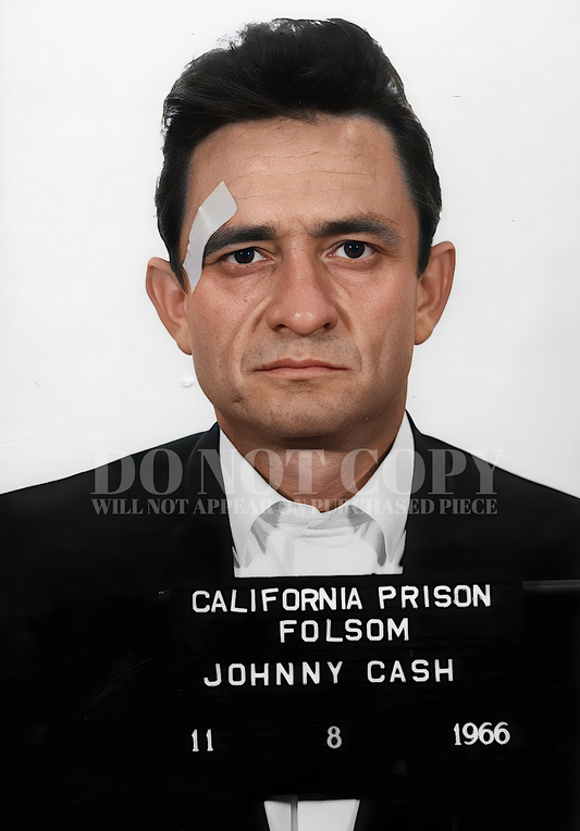 Johnny Cash Mugshot Photograph 11 X 16 | Legendary 1966 Mug Shot Portrait | Iconic Folsom Prison Band-Aid Picture | Outlaw Country | Legendary American Music | 11X16 Inches | Rare Photo | Poster Art Print